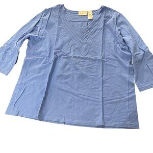 Liz Claiborne Woman 3/4 Sleeve Top Size 2X periwinkle blue